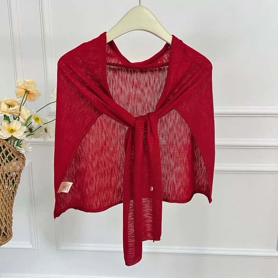 Linen Blend Shawl with Solid Color view 7