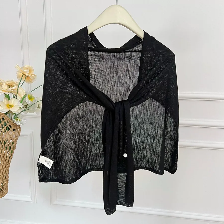 Linen Blend Shawl with Solid Color view 8