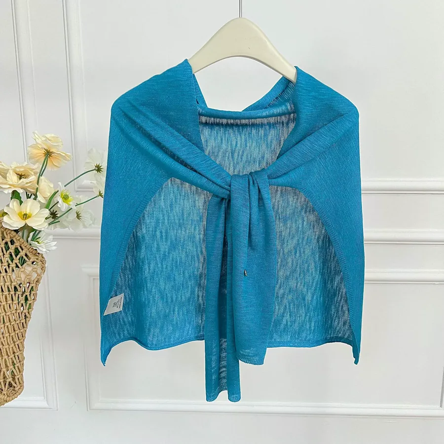 Linen Blend Shawl with Solid Color view 9