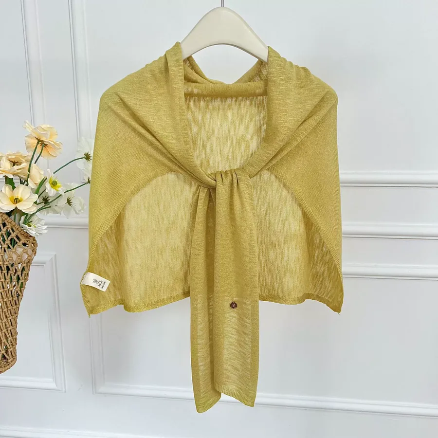 Linen Blend Shawl with Solid Color view 10
