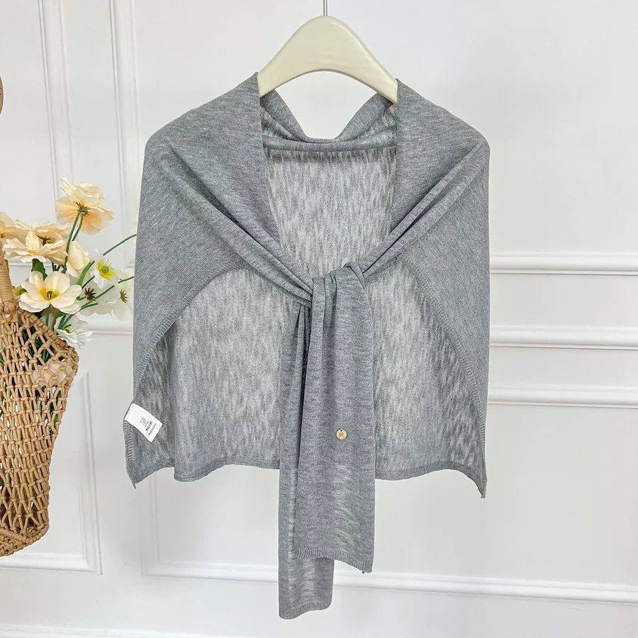 Linen Blend Shawl with Solid Color view 11