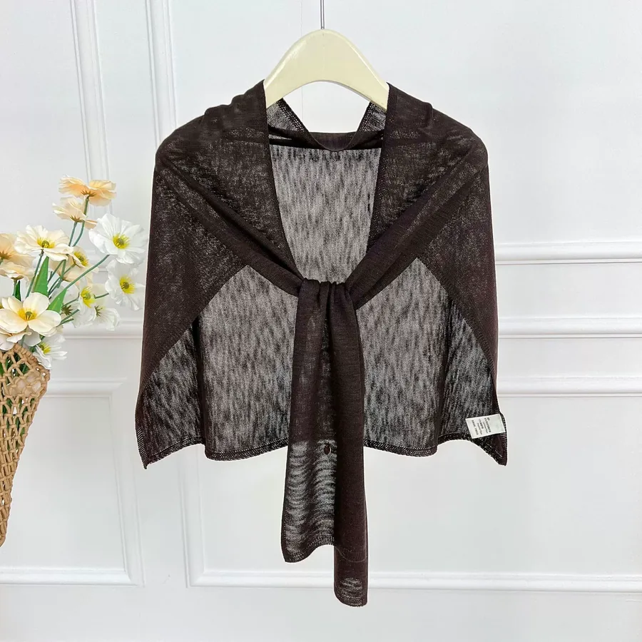 Linen Blend Shawl with Solid Color view 12