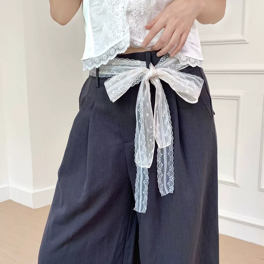 Lace Trim Long Scarf with Double Layer view 4