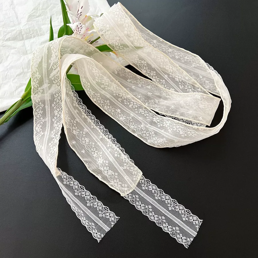 Lace Trim Long Scarf with Double Layer view 6