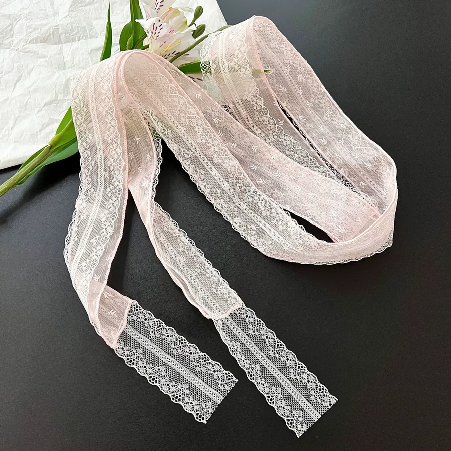 Lace Trim Long Scarf with Double Layer view 7