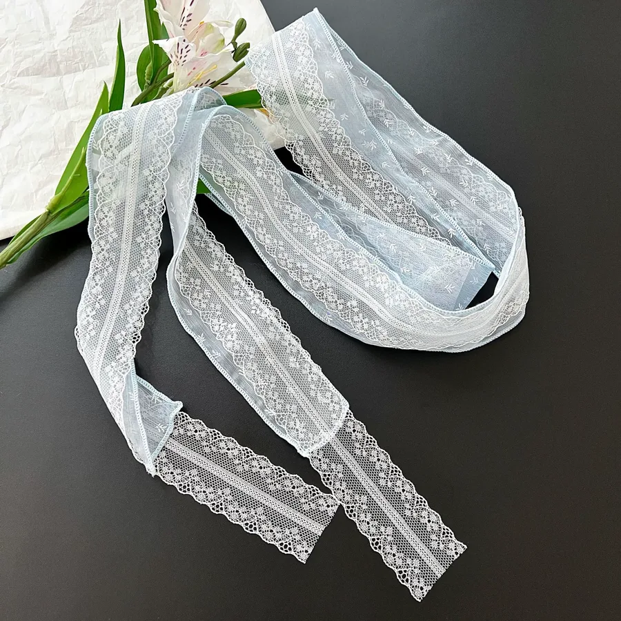Lace Trim Long Scarf with Double Layer view 8