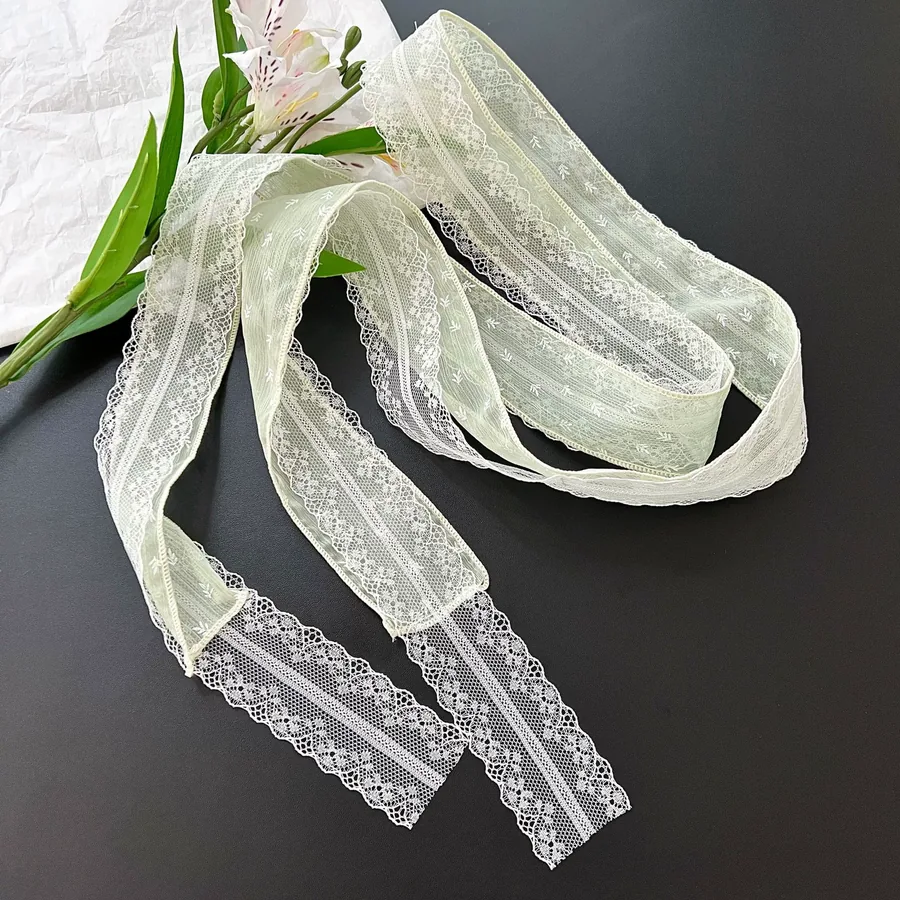 Lace Trim Long Scarf with Double Layer view 9