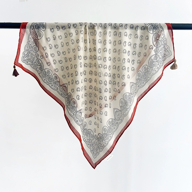 Retro Paisley Fringed Square Scarf