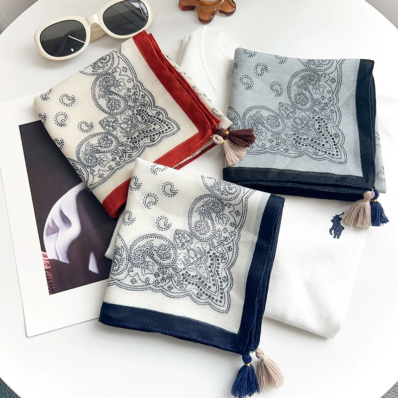 Retro Paisley Fringed Square Scarf view 4