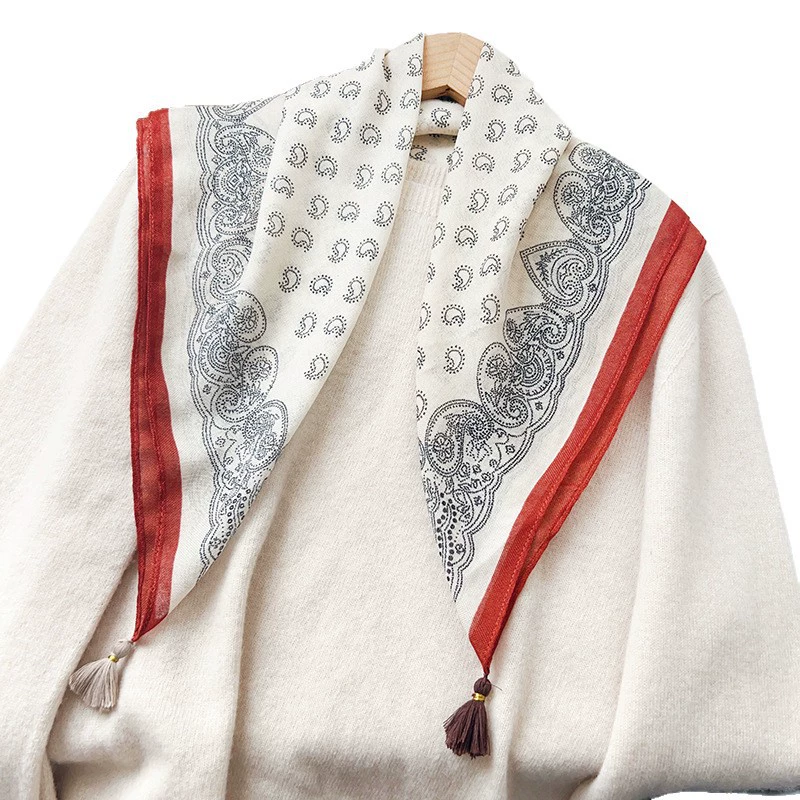 Retro Paisley Fringed Square Scarf view 5