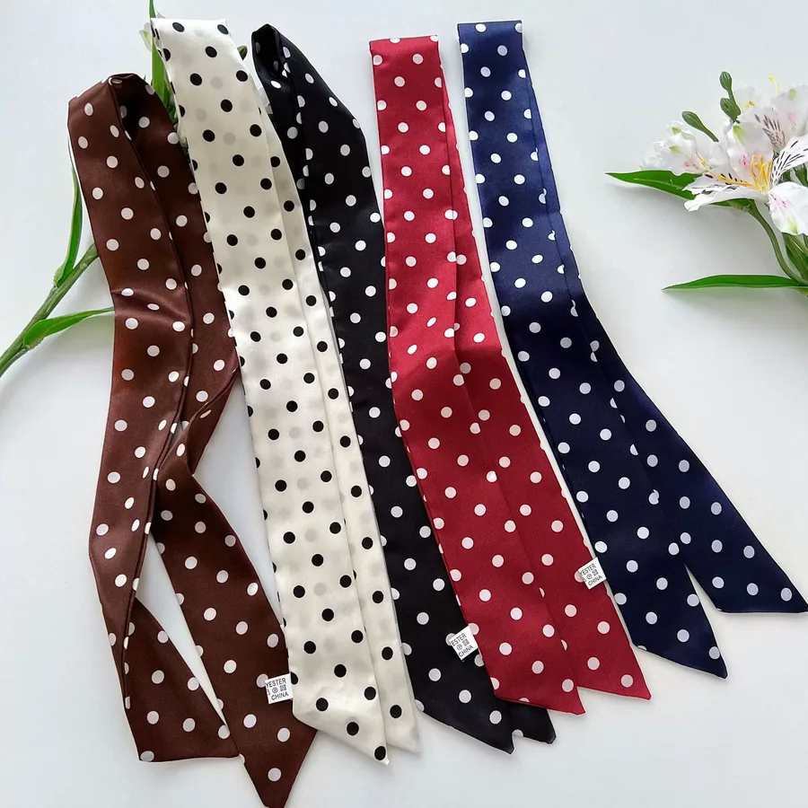 Polka Dot Long Scarf with Tie