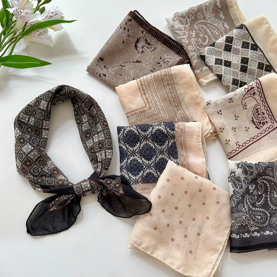 Paisley Square Scarf with Polka Dot