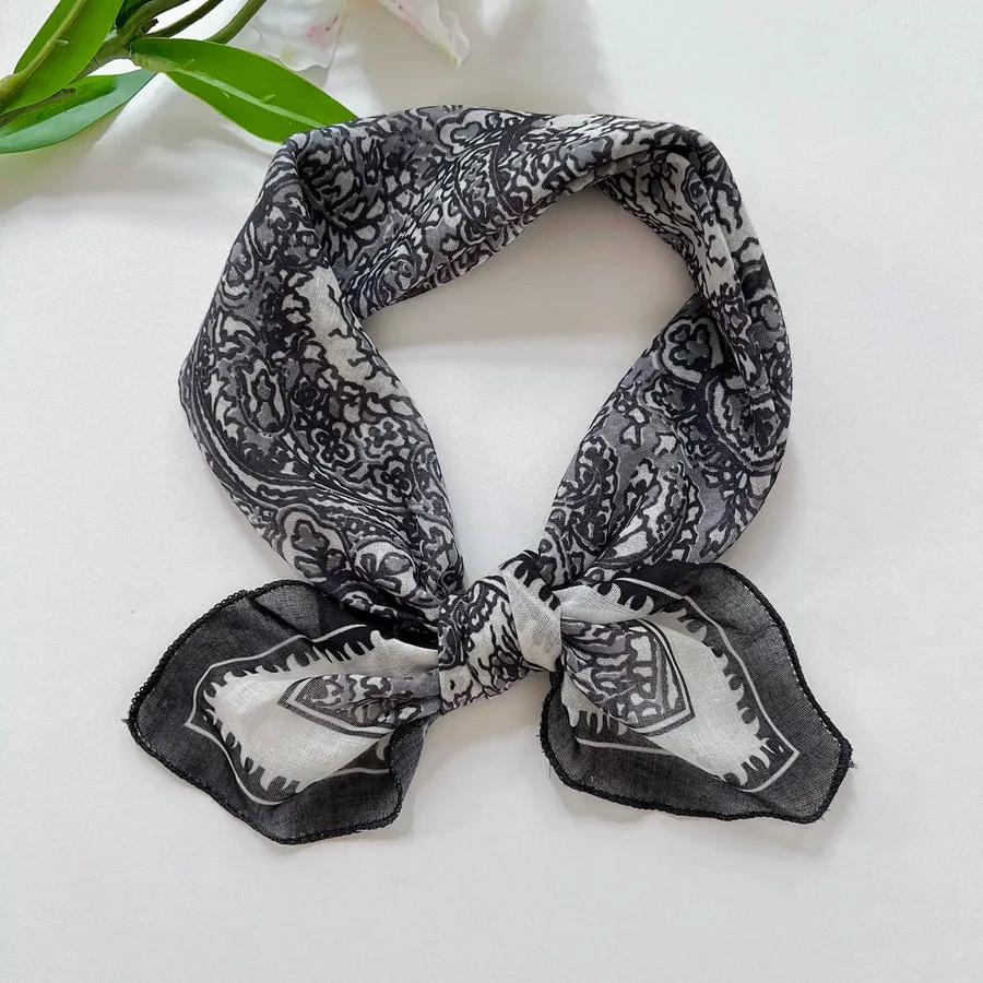 Paisley Square Scarf with Polka Dot view 8