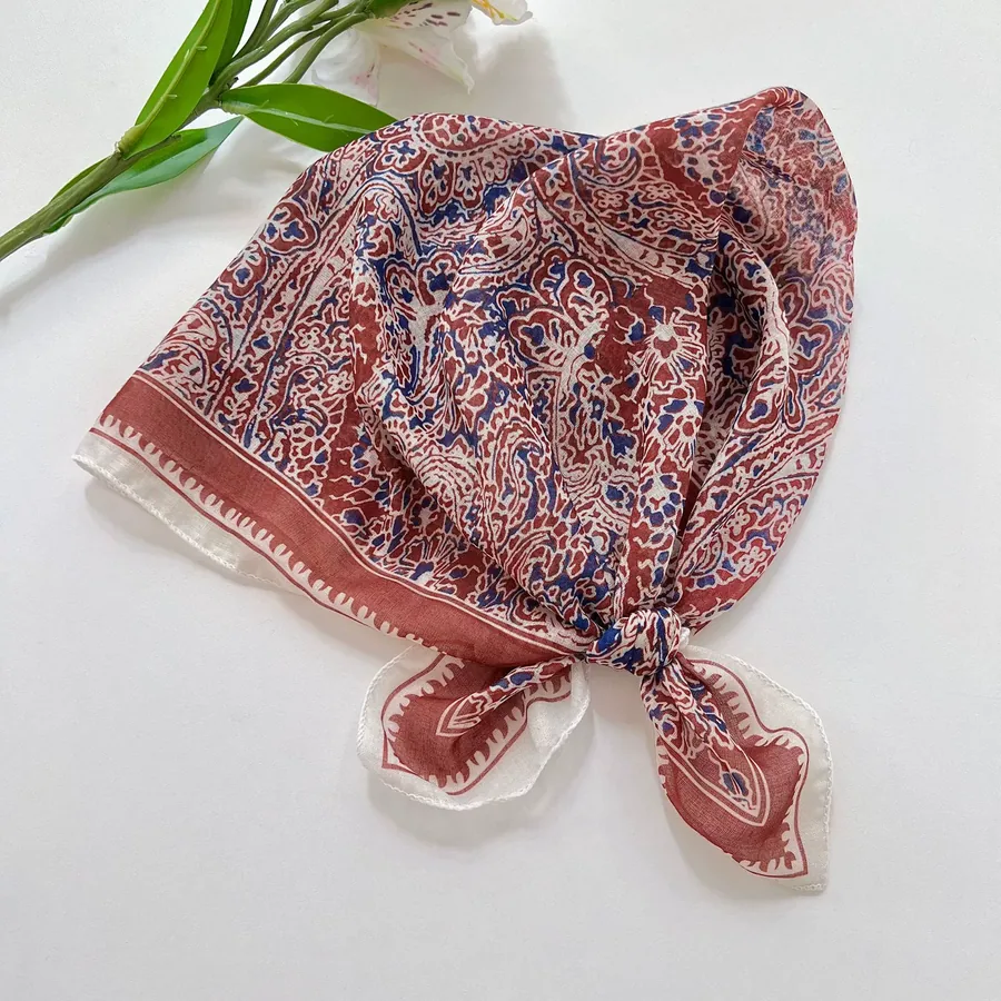 Paisley Square Scarf with Polka Dot view 9