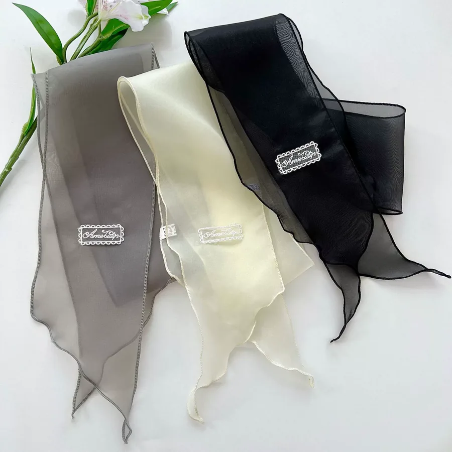 Solid Color Long Scarf with Embroidery view 2