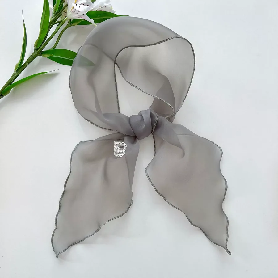 Solid Color Long Scarf with Embroidery view 9