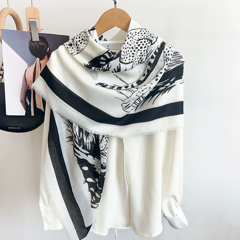 Leopard Print Silk Square Scarf view 2