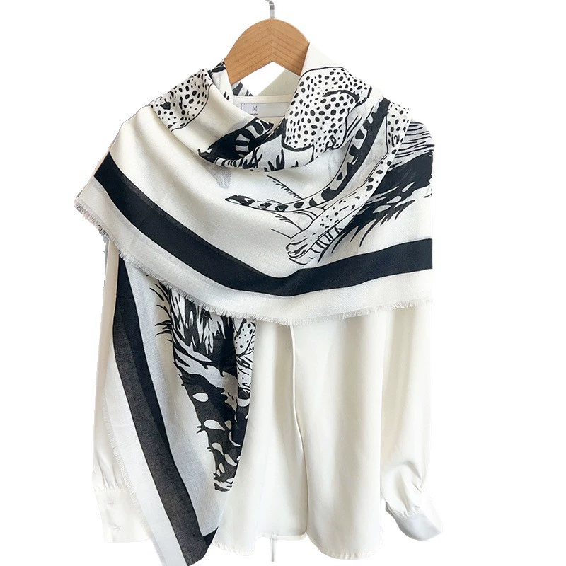 Leopard Print Silk Square Scarf view 5