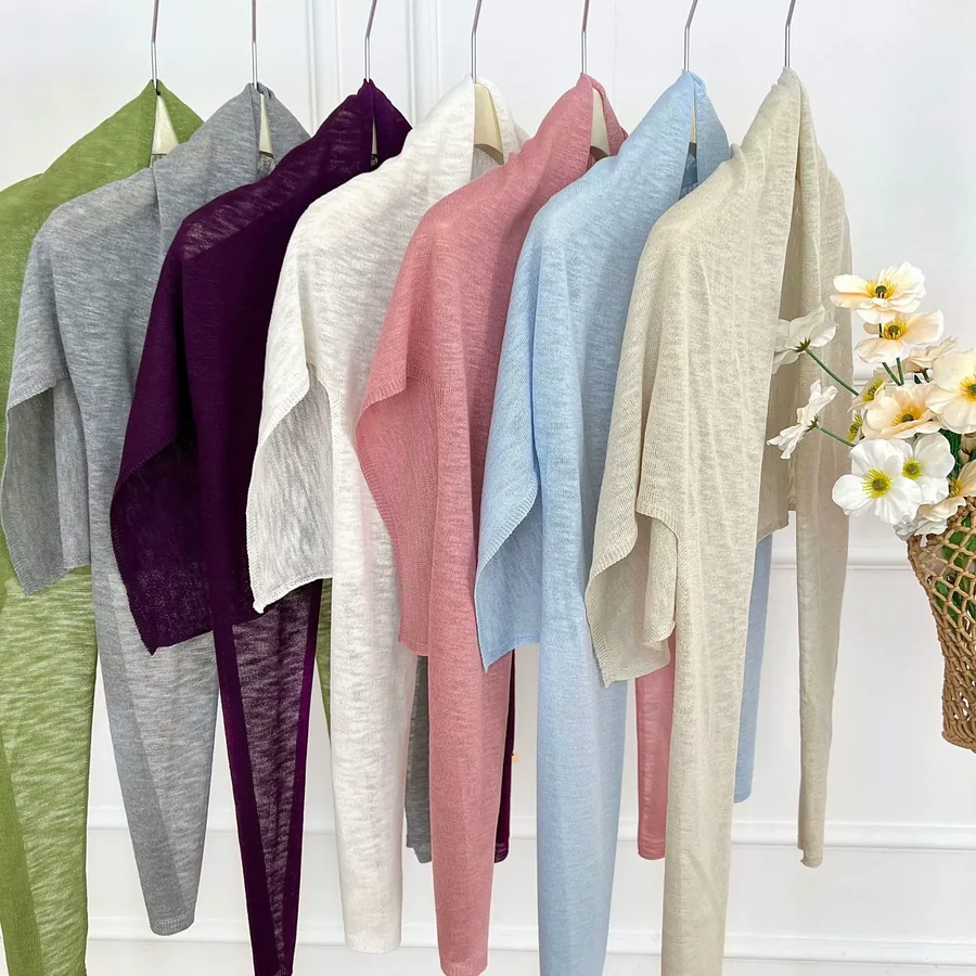 Knitted Shawl with Solid Color view 3