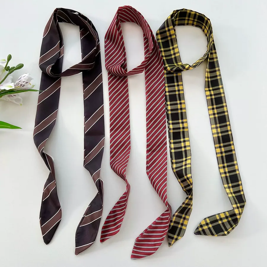Striped Long Scarf with Tie view 2