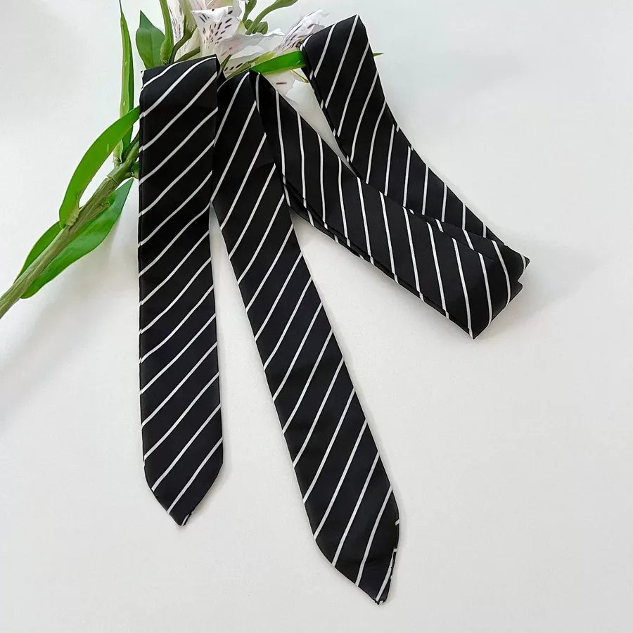 Striped Long Scarf with Tie view 6