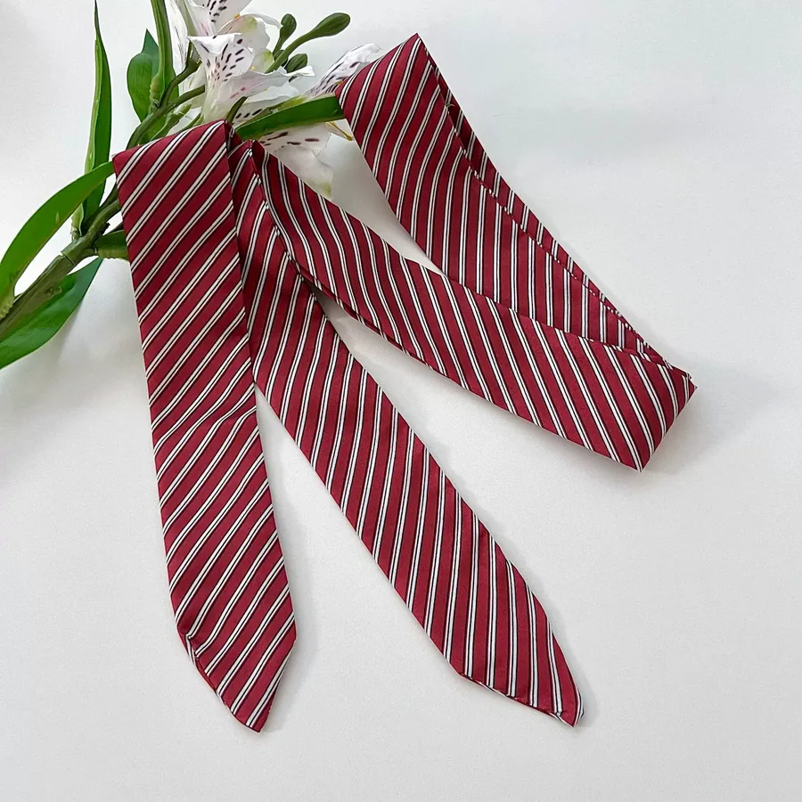 Striped Long Scarf with Tie view 8