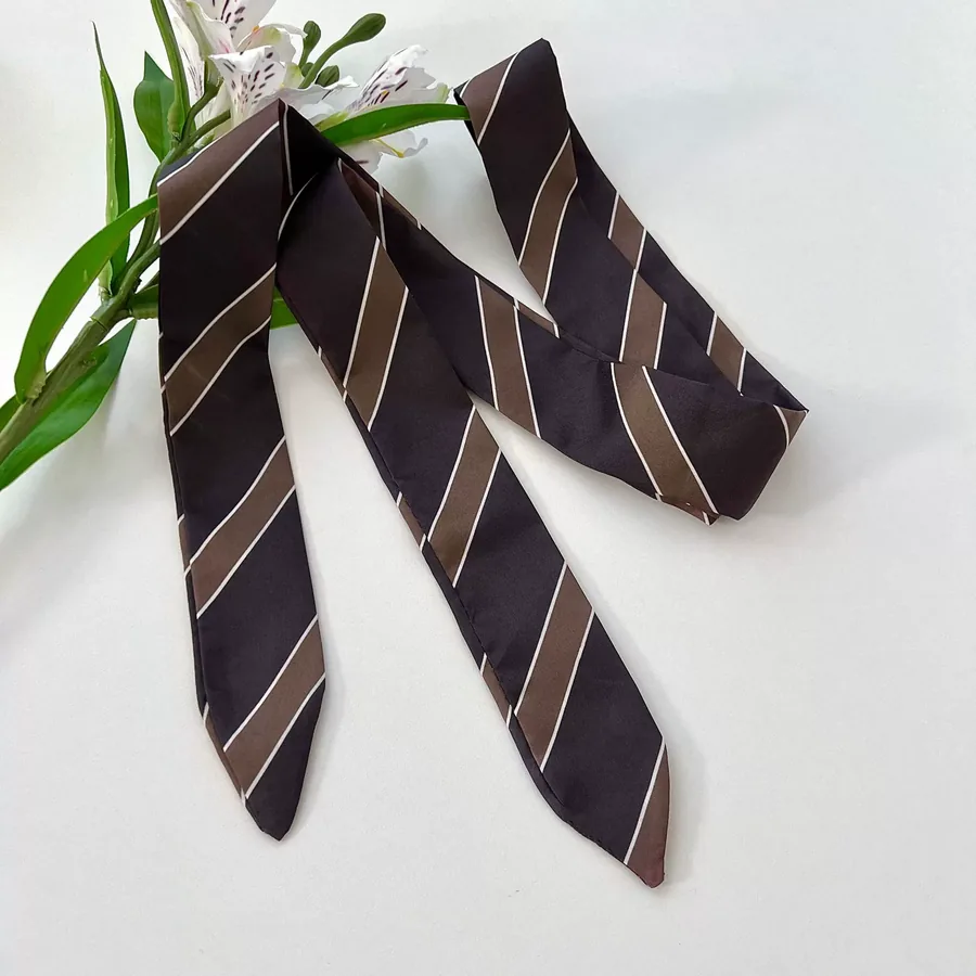 Striped Long Scarf with Tie view 11