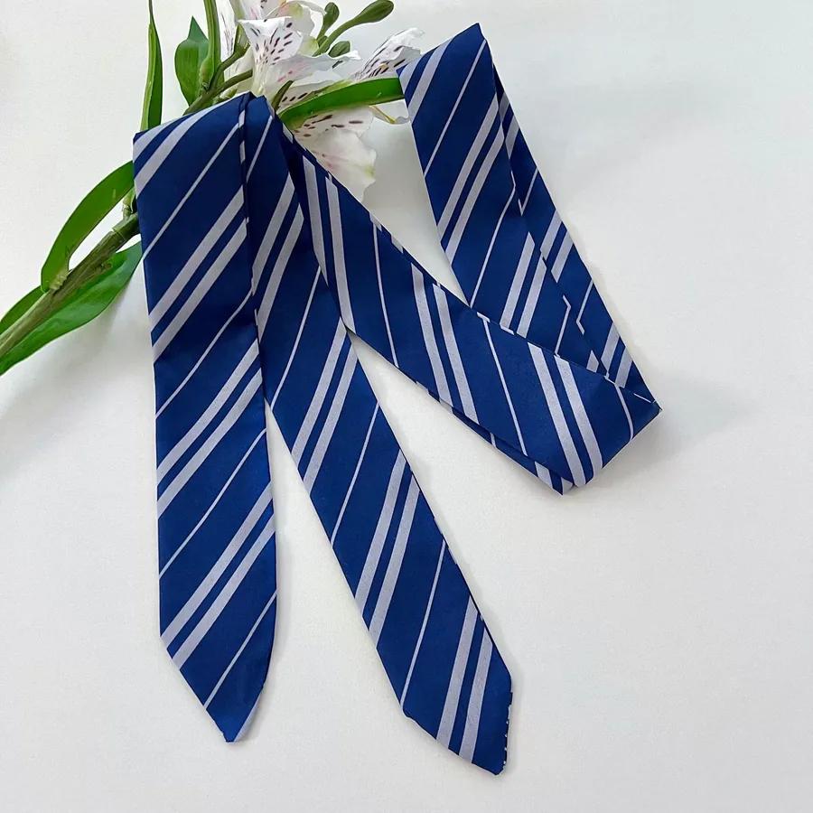 Striped Long Scarf with Tie view 12