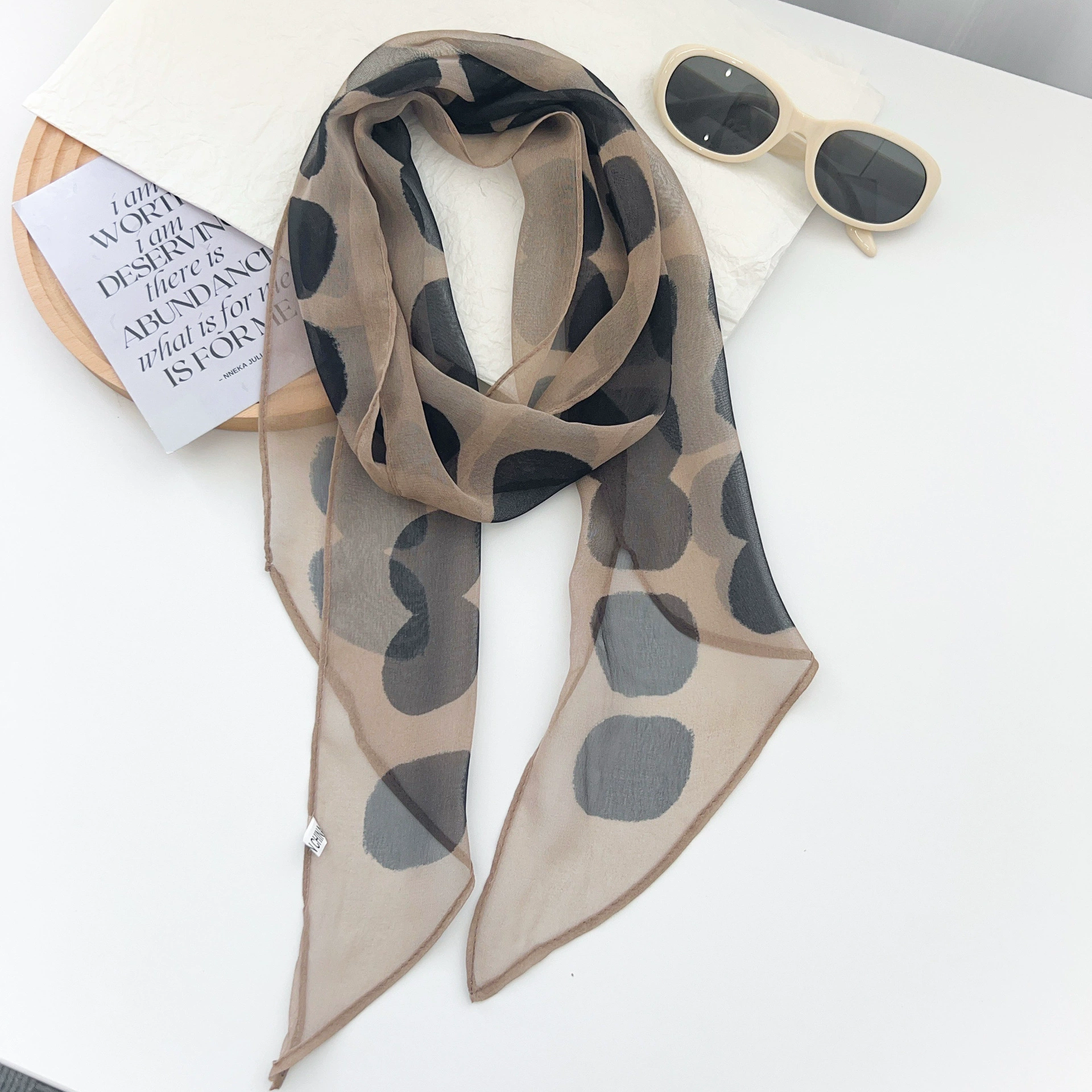 Polka Dot Chiffon Twilly Scarf view 2