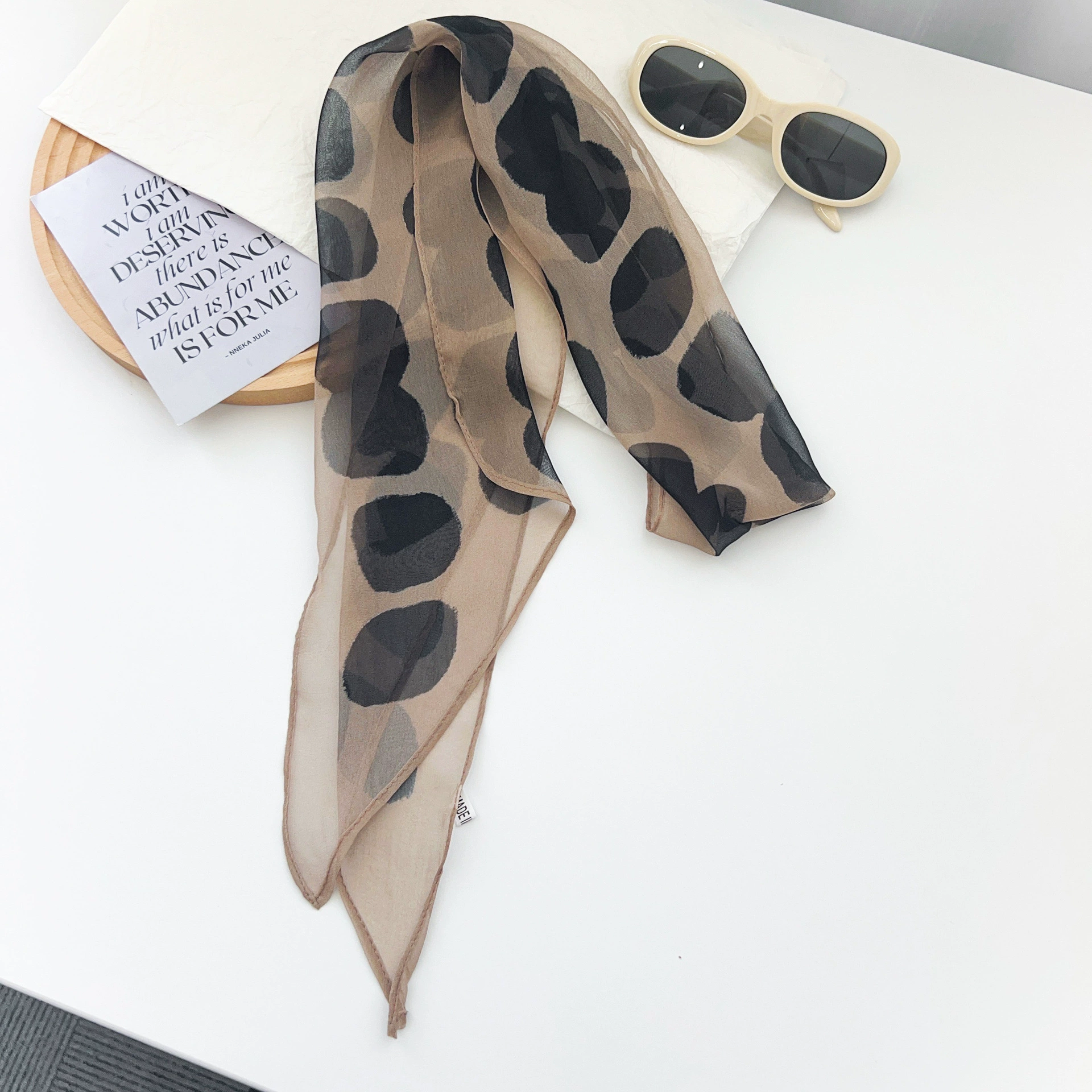 Polka Dot Chiffon Twilly Scarf view 3