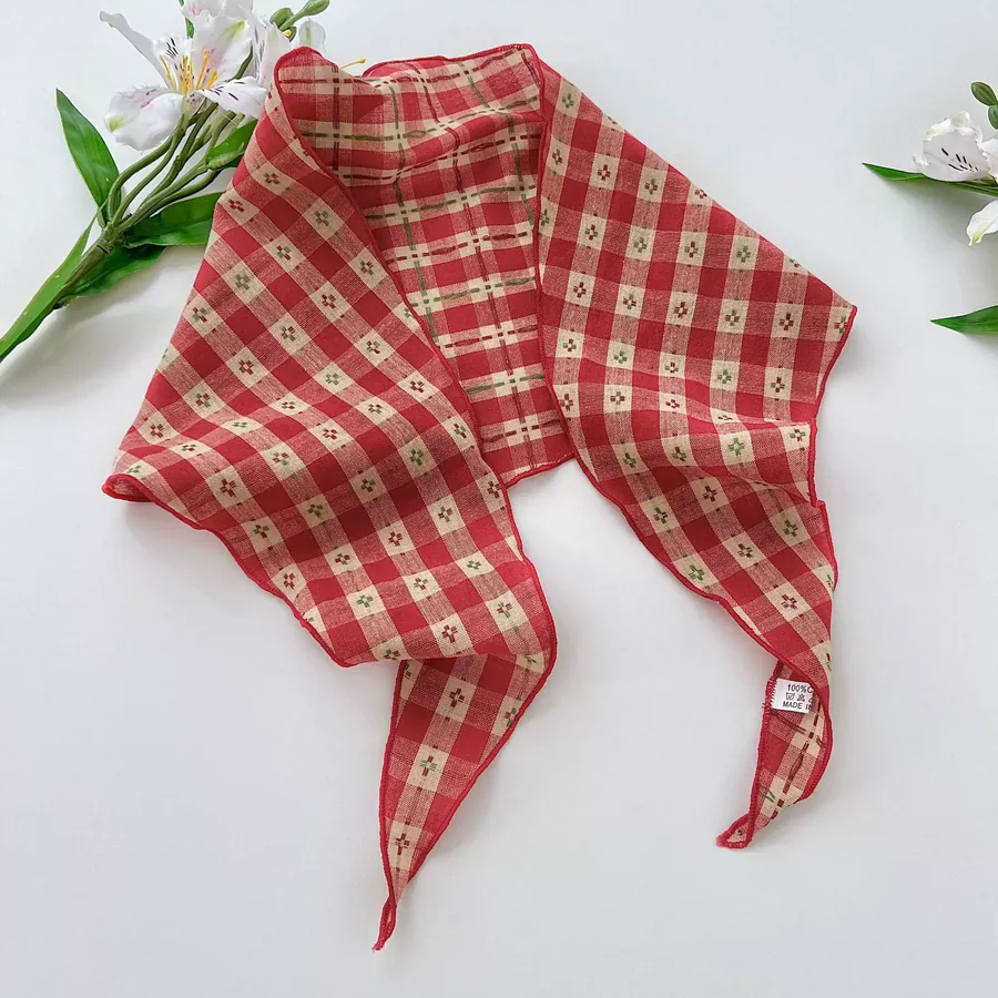 Checkered Scarf with Bow Detail