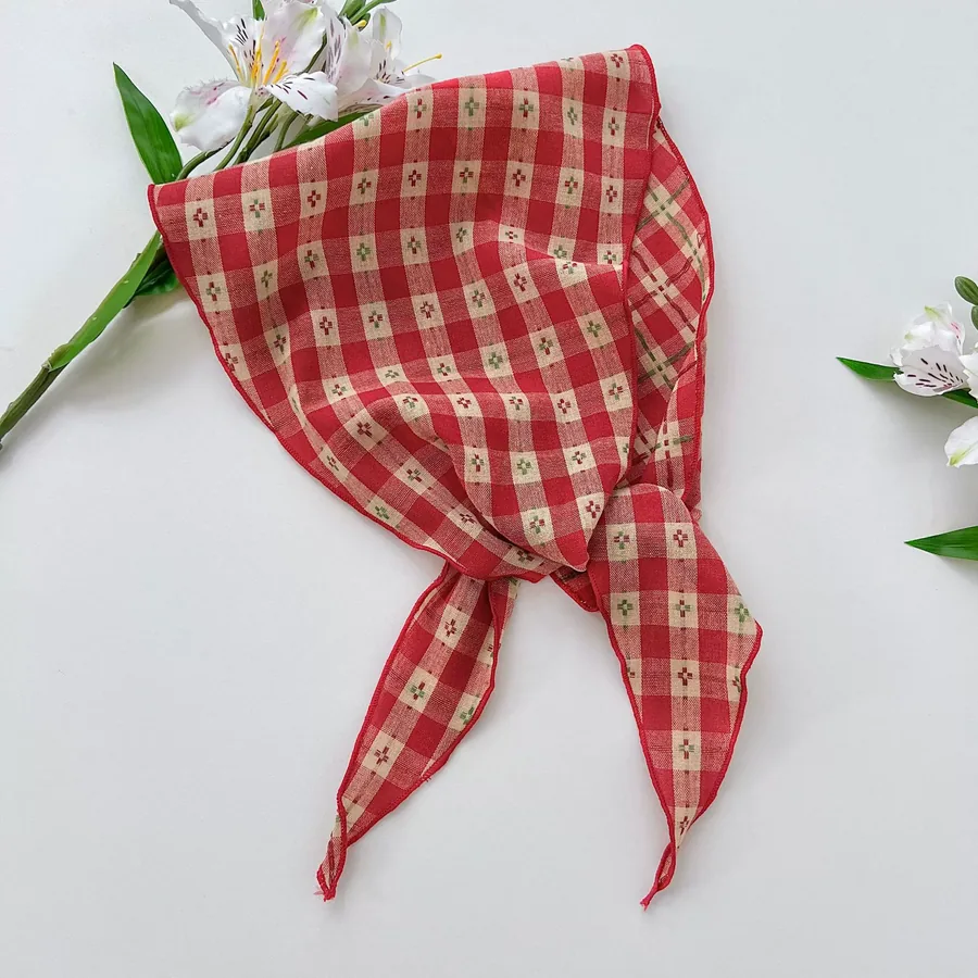 Checkered Scarf with Bow Detail view 2