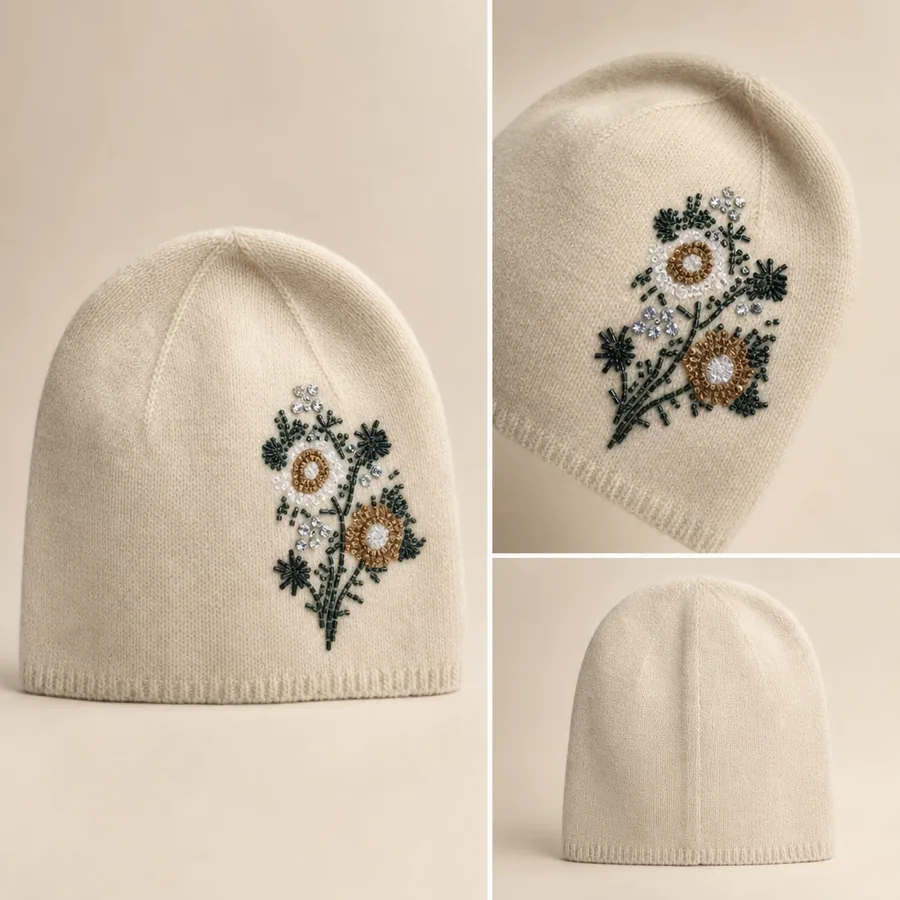 Embroidered Beanie Hat view 3