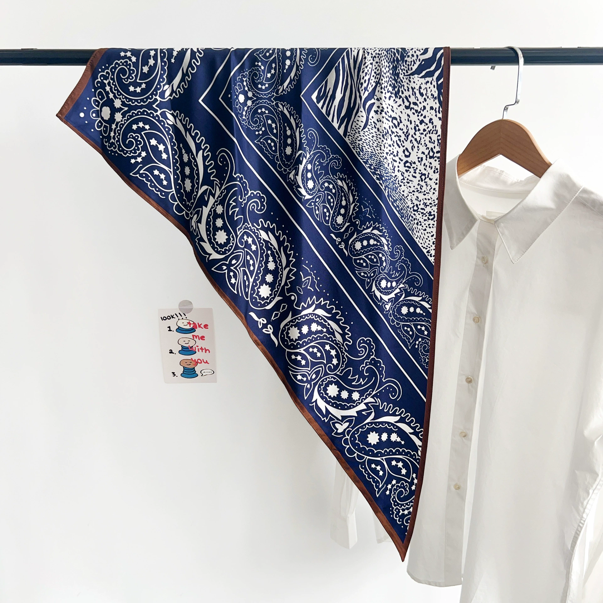 Blue Paisley Triangle Scarf view 6