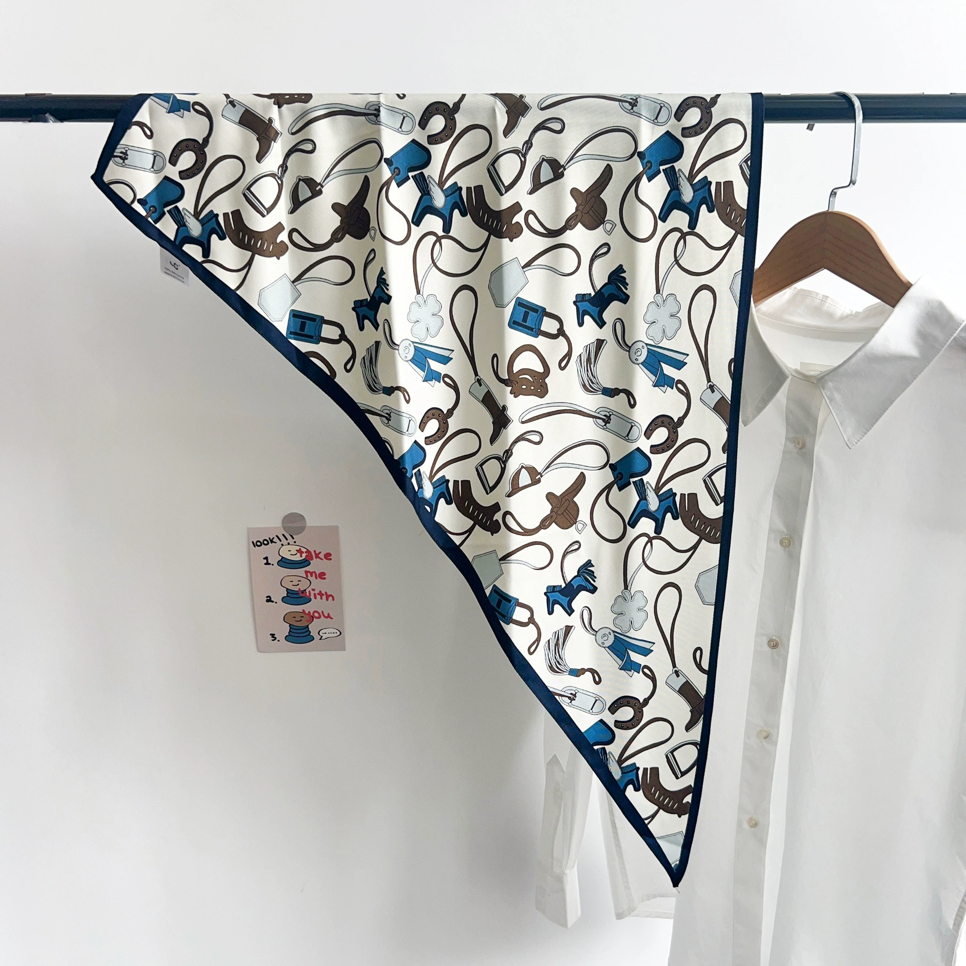 Blue Paisley Triangle Scarf view 7