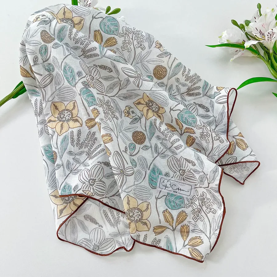 Floral Square Scarf with Tie view 6