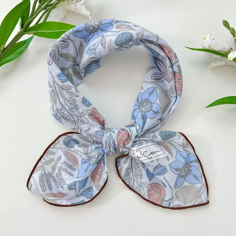 Floral Square Scarf with Tie view 8