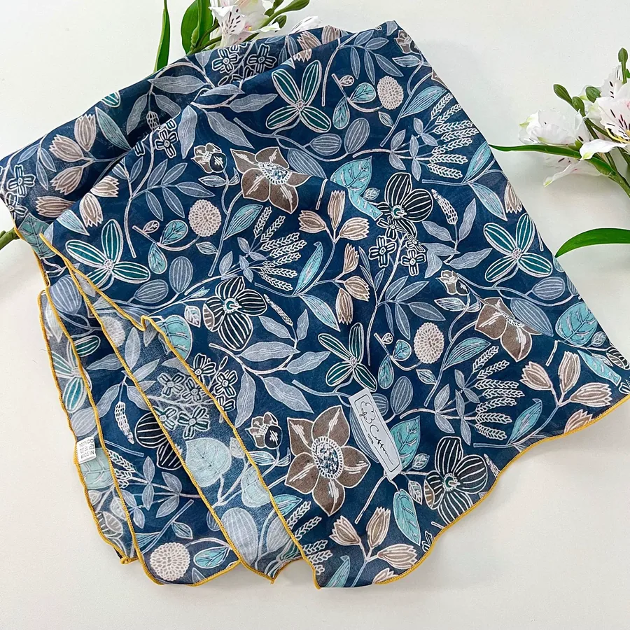 Floral Square Scarf with Tie view 9