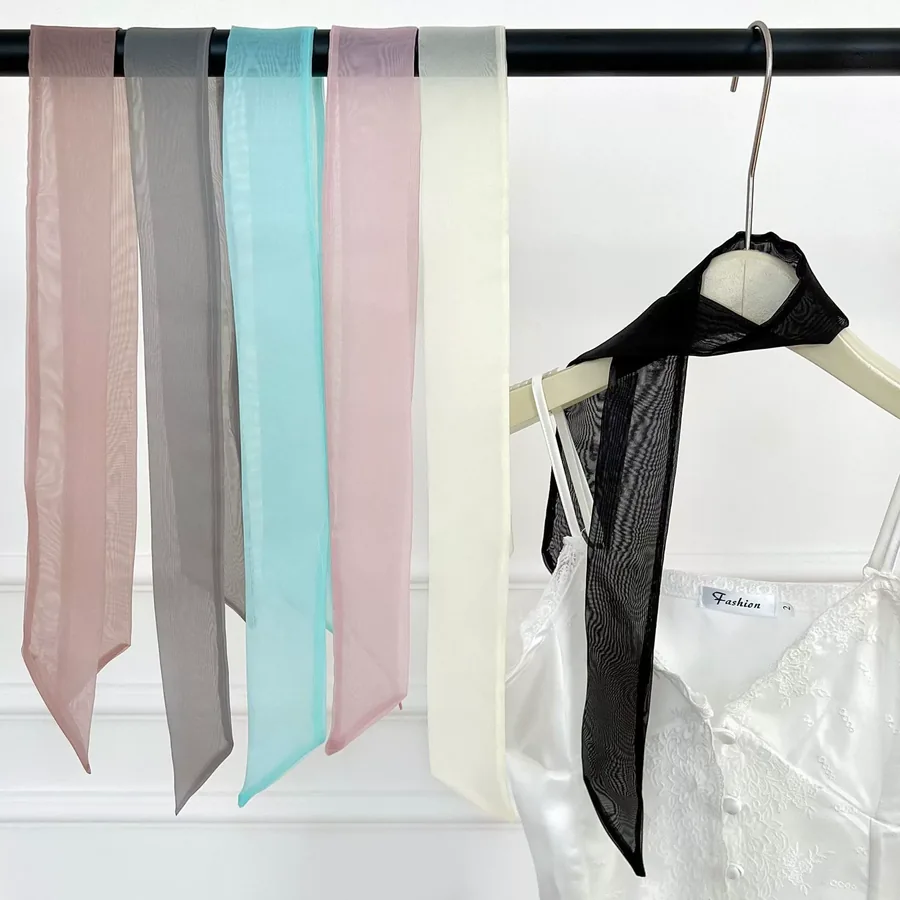 Sheer Long Scarf with Retro Print