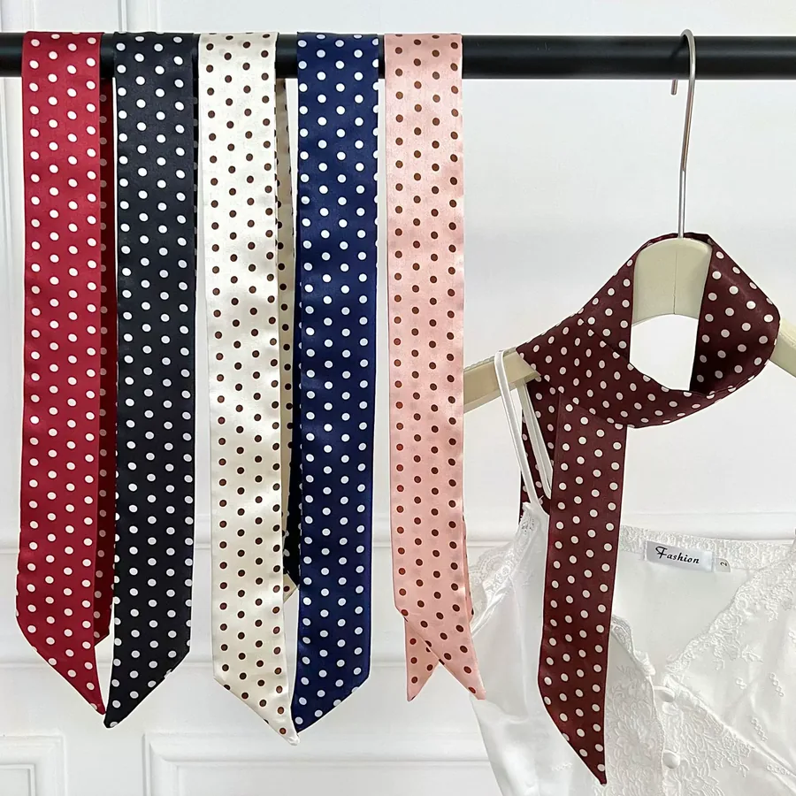 Polka Dot Long Scarf with Tie