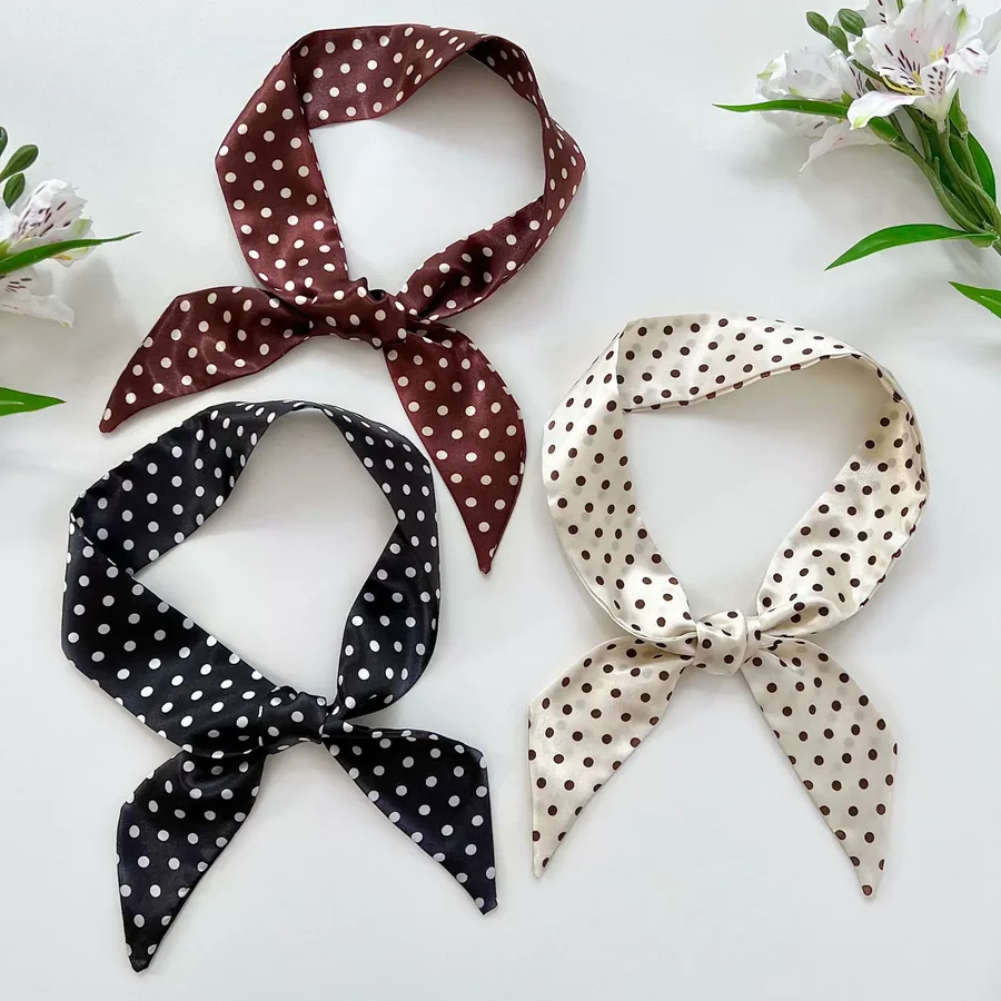 Polka Dot Long Scarf with Tie view 2