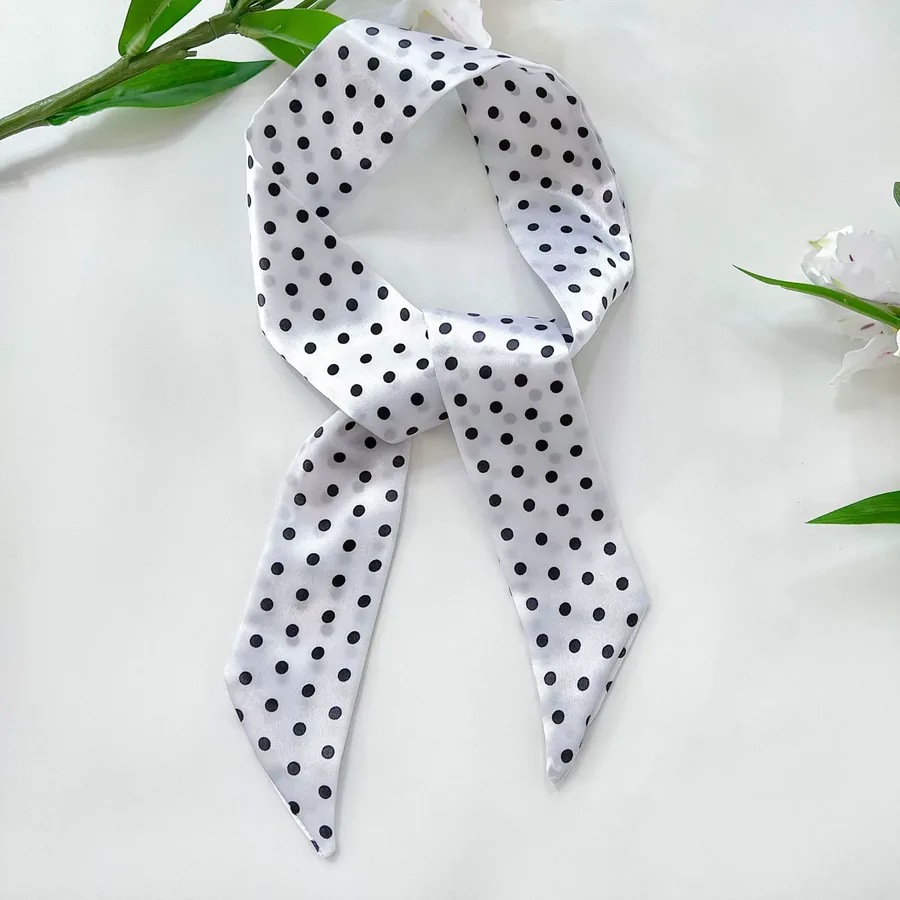 Polka Dot Long Scarf with Tie view 6