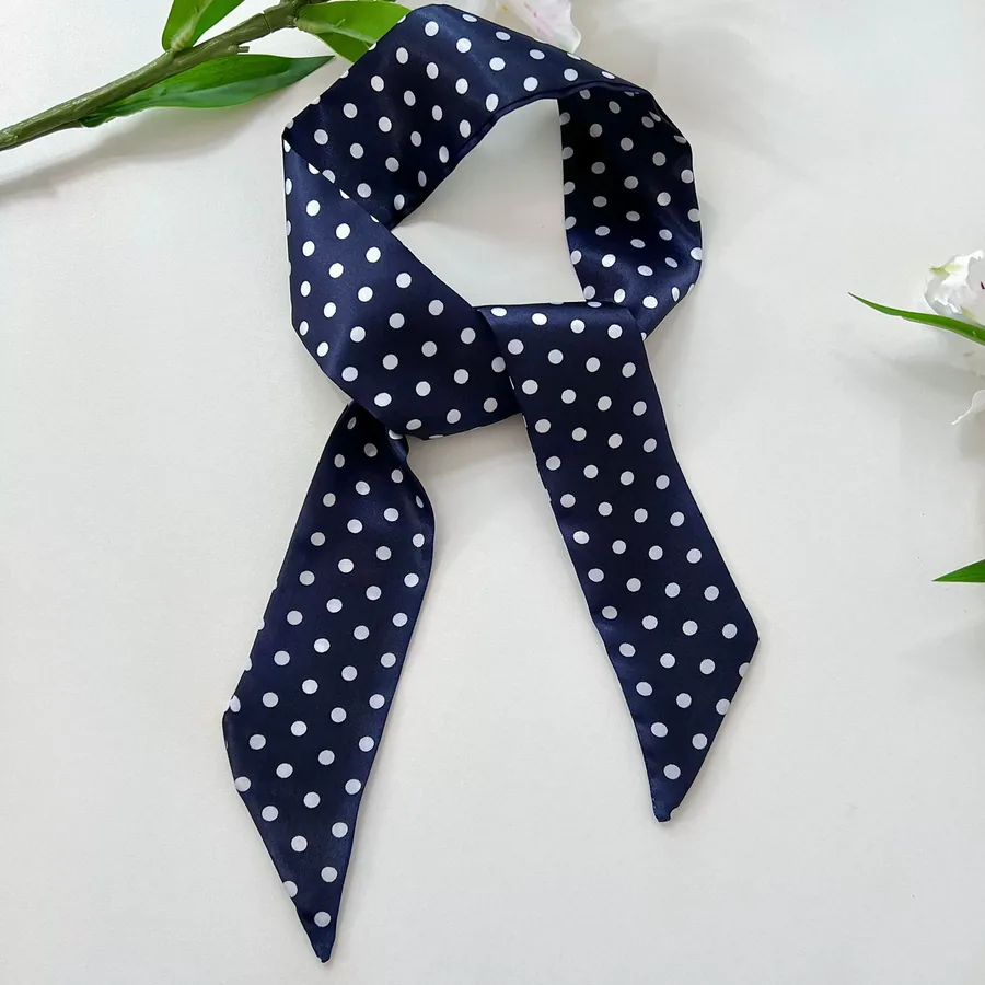 Polka Dot Long Scarf with Tie view 7