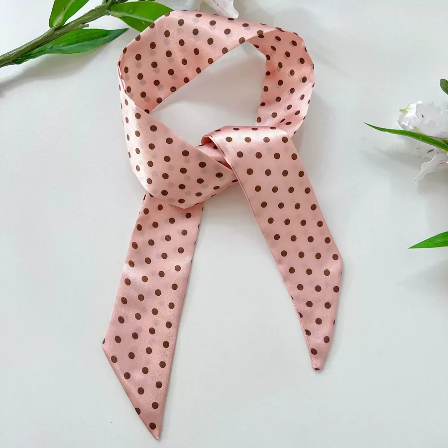 Polka Dot Long Scarf with Tie view 8