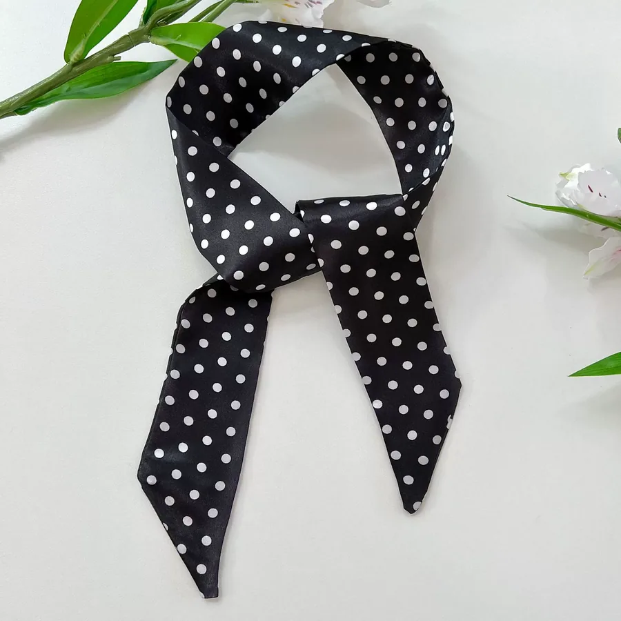 Polka Dot Long Scarf with Tie view 9