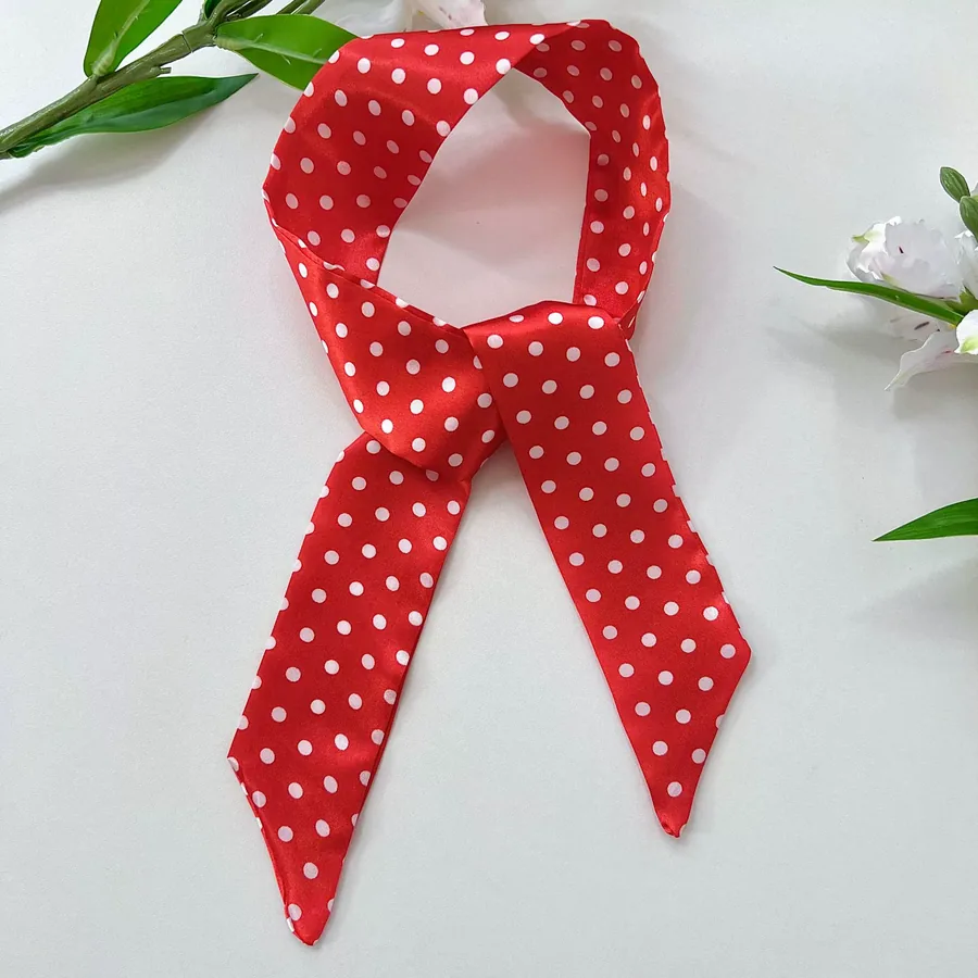 Polka Dot Long Scarf with Tie view 10