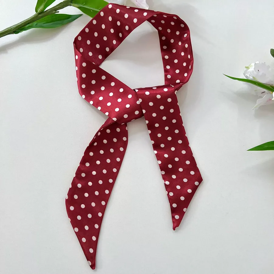 Polka Dot Long Scarf with Tie view 11