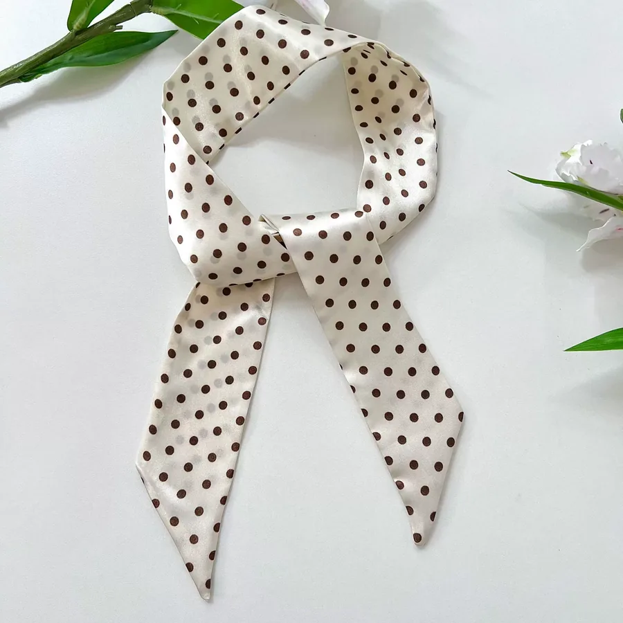 Polka Dot Long Scarf with Tie view 12