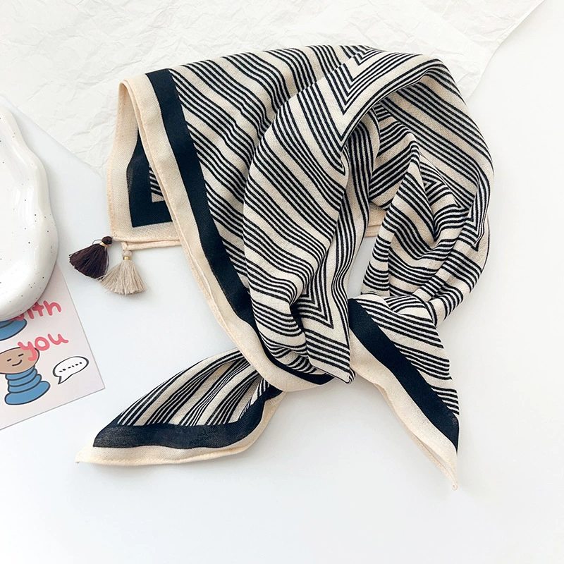 Striped Fringed Square Scarf view 3