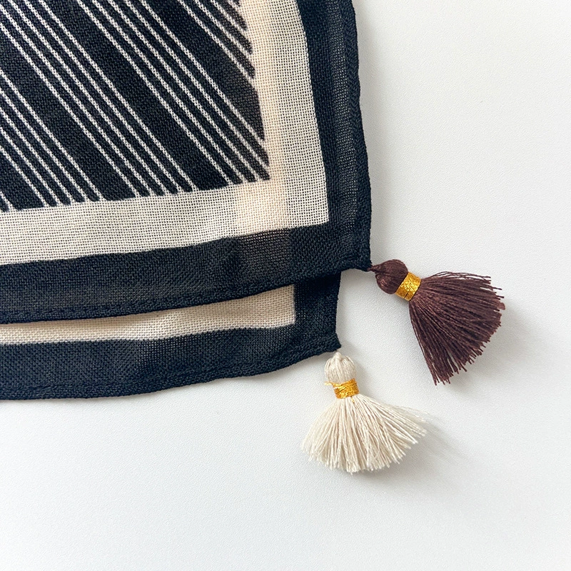 Striped Fringed Square Scarf view 4